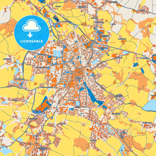 Colorful Ried im Innkreis Street Map with Labels and Buildings