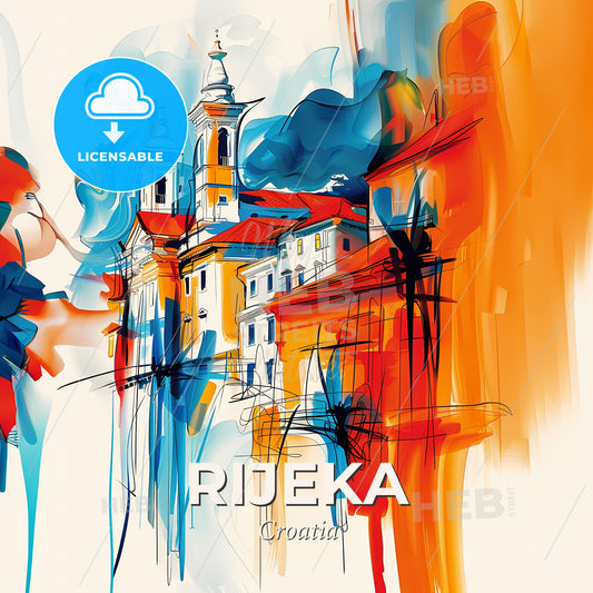 Vibrant Rijeka, Croatia - A Painting Of A Building - Square format print template