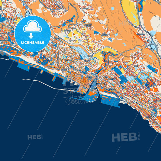 Colorful Rijeka Street Map with Labels and Buildings