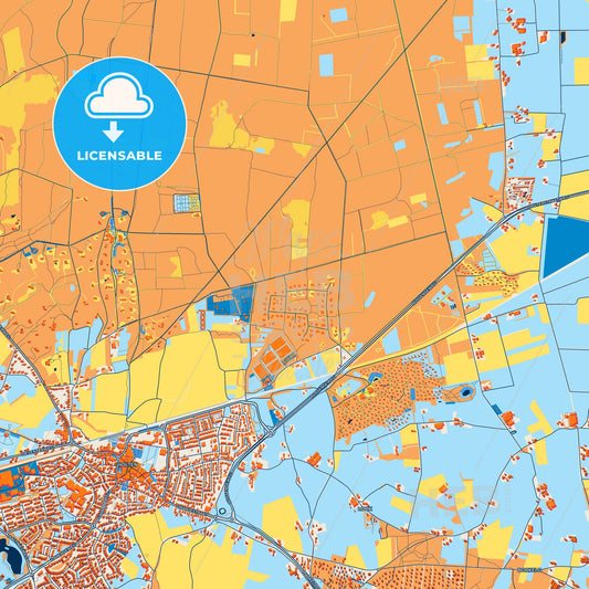 Colorful Rijssen-Holten Street Map with Labels and Buildings