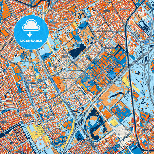 Colorful Rijswijk Street Map with Labels and Buildings