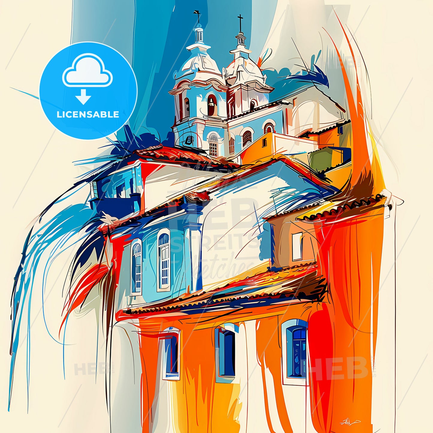 Vibrant Rio Branco, Brazil - A Painting Of A Building With A Dome On Top