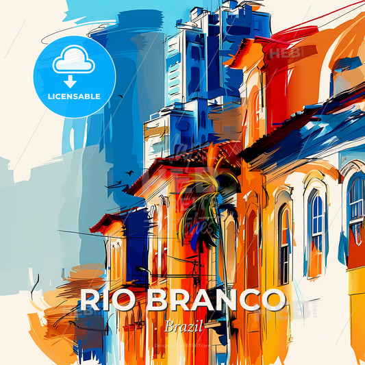 Vibrant Rio Branco, Brazil - A Colorful Painting Of Buildings - Square format print template
