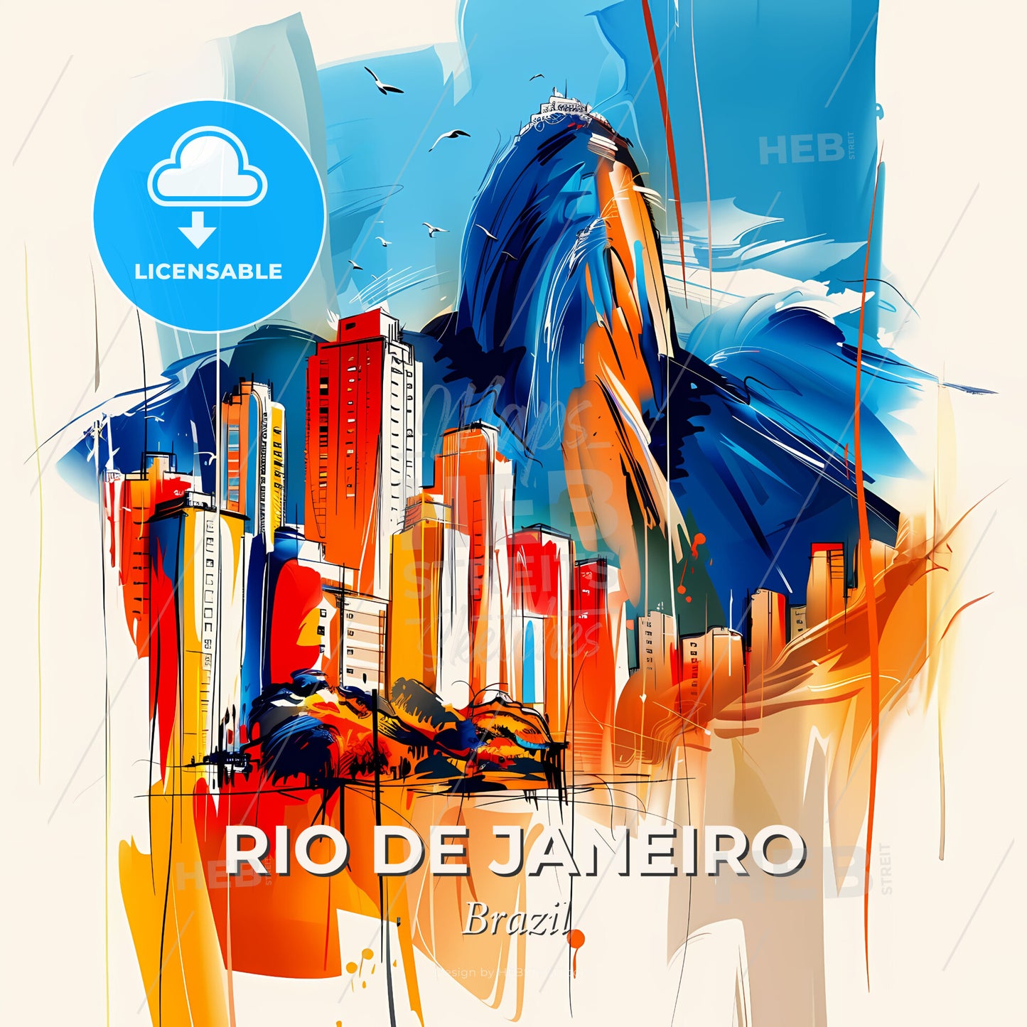Vibrant Rio De Janeiro, Brazil - A Painting Of A City - Square format print template