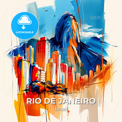Vibrant Rio De Janeiro, Brazil - A Painting Of A City - Square format print template
