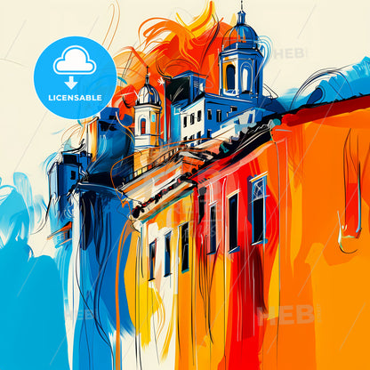 Vibrant Rio De Janeiro, Brazil - A Colorful Building With A Tower On Top