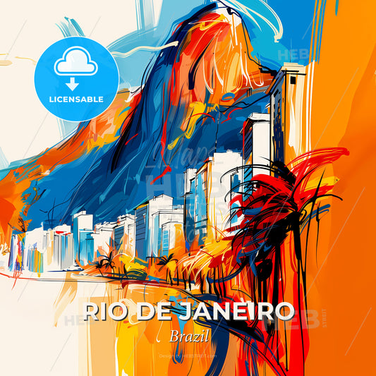 Vibrant Rio De Janeiro, Brazil - A Painting Of A City - Square format print template
