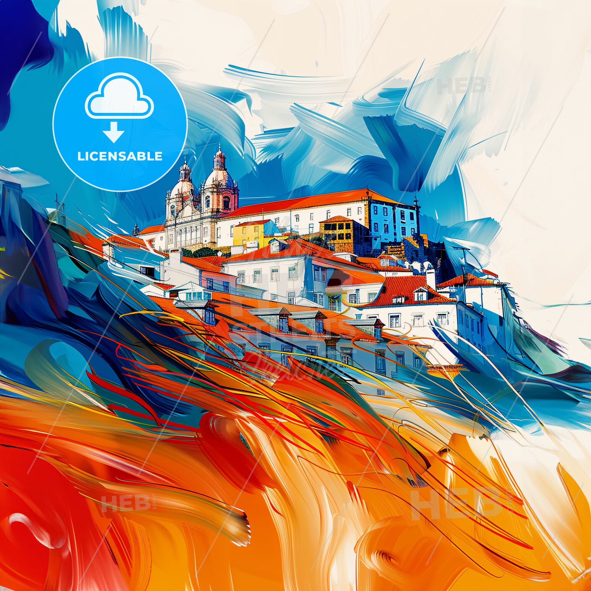 Vibrant Rio Tinto, Portugal - A Colorful Painting Of A Building