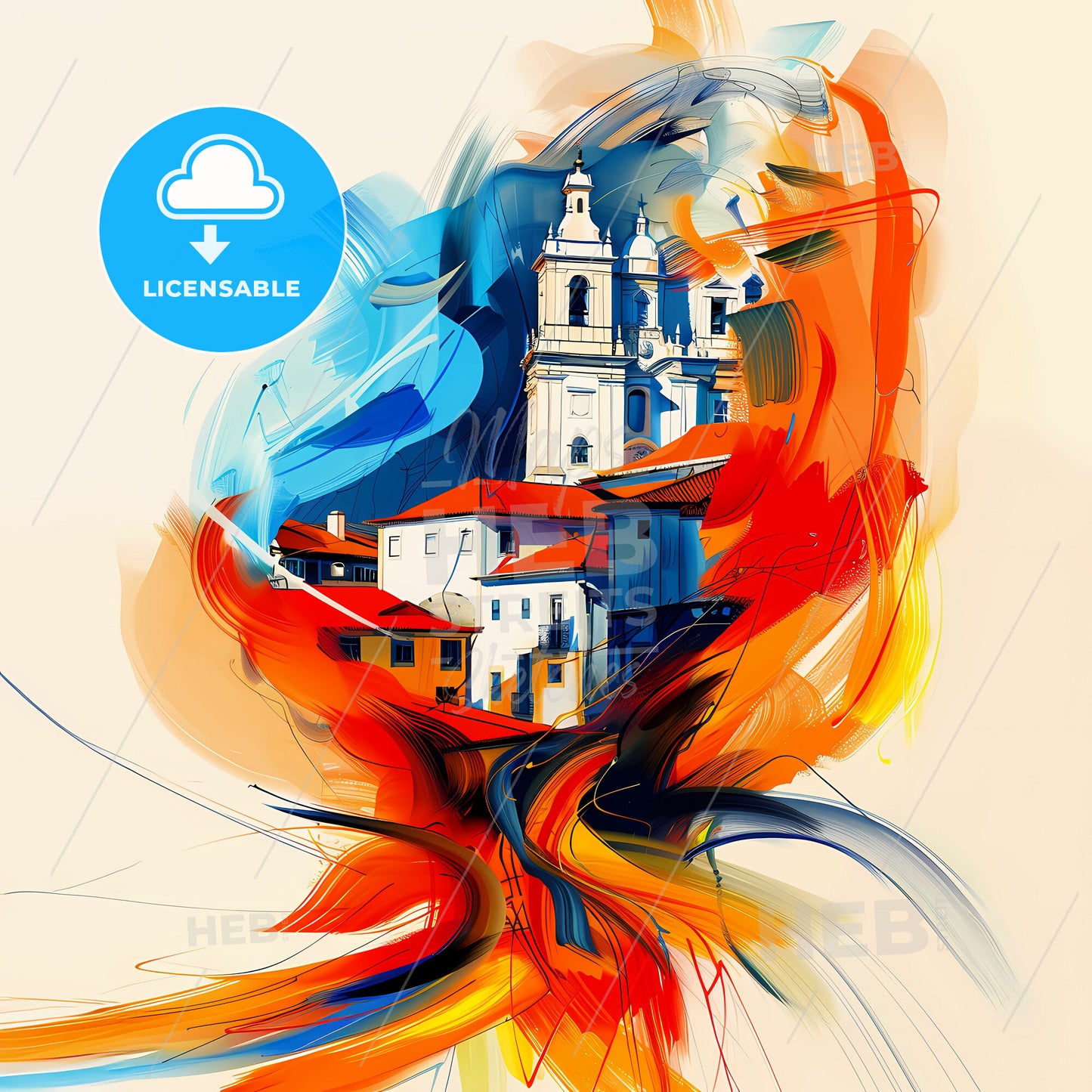 Vibrant Rio Tinto, Portugal - A Painting Of A Building