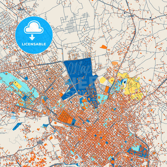 Colorful Riobamba Street Map with Labels and Buildings
