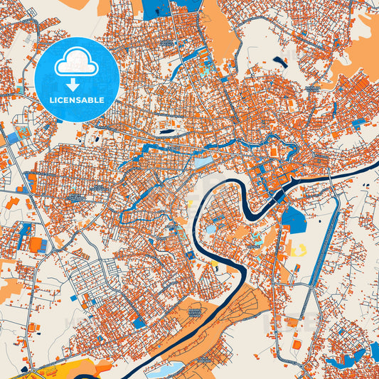Colorful Rio Branco Street Map with Labels and Buildings
