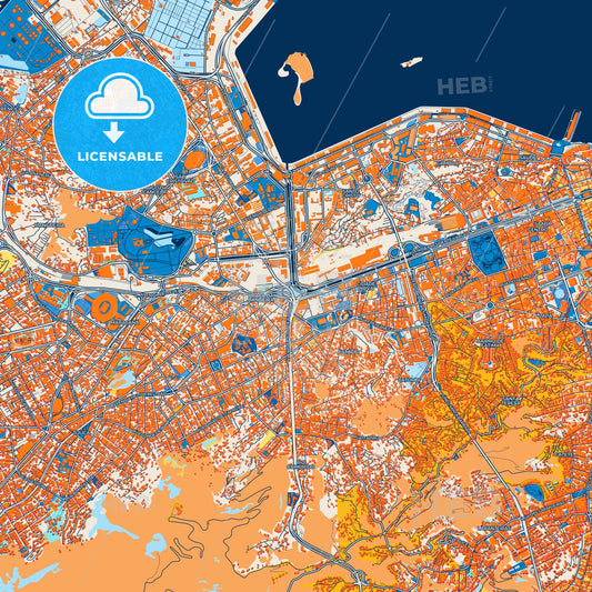 Colorful Rio de Janeiro Street Map with Labels and Buildings