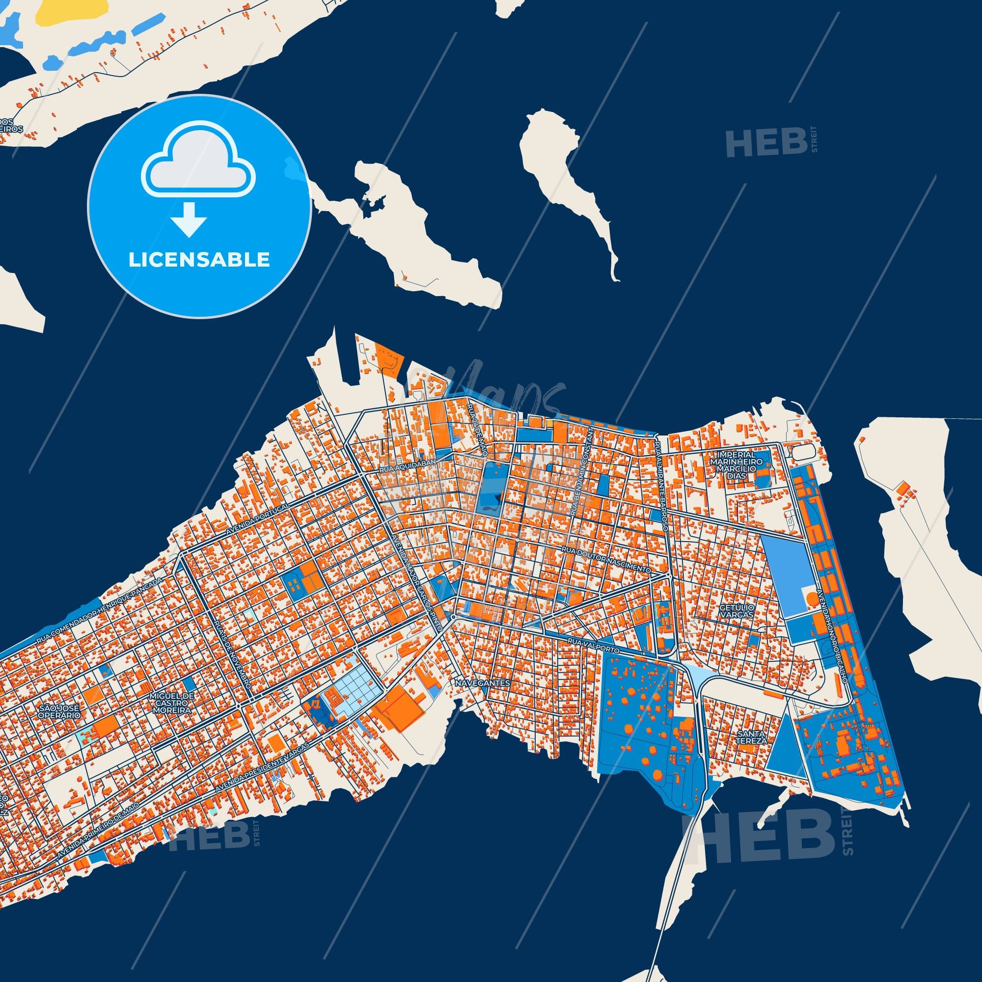 Colorful Rio Grande Street Map With Labels And Buildings – HEBSTREITS