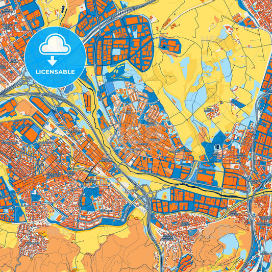 Colorful Ripollet Street Map with Labels and Buildings