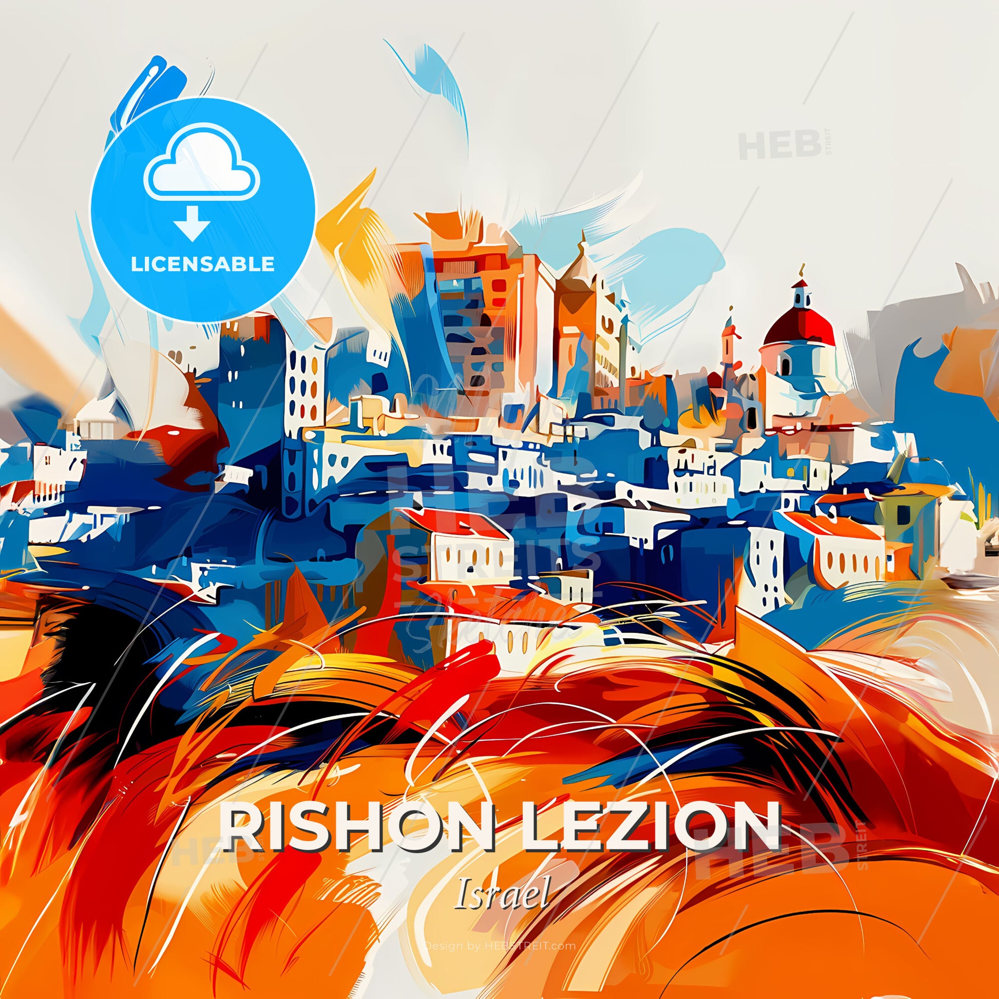 Vibrant Rishon Lezion, Israel - A Painting Of A City - Square format print template