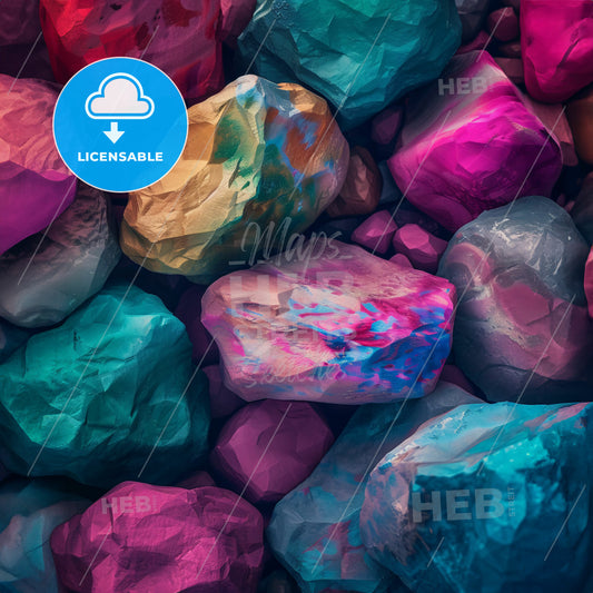 A Pile Of Colorful Rocks