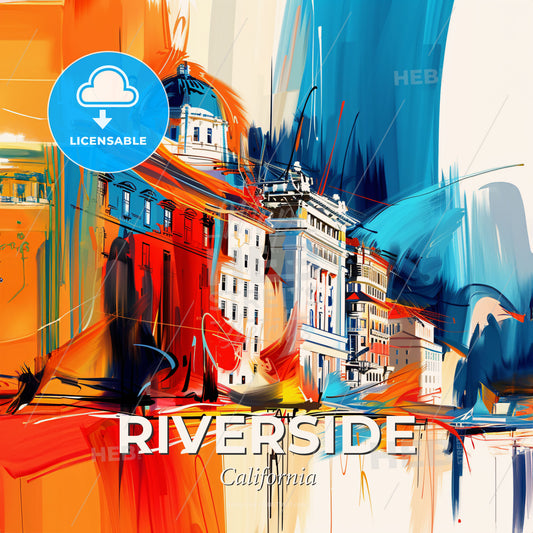 Vibrant Riverside, California - A Painting Of A City - Square format print template