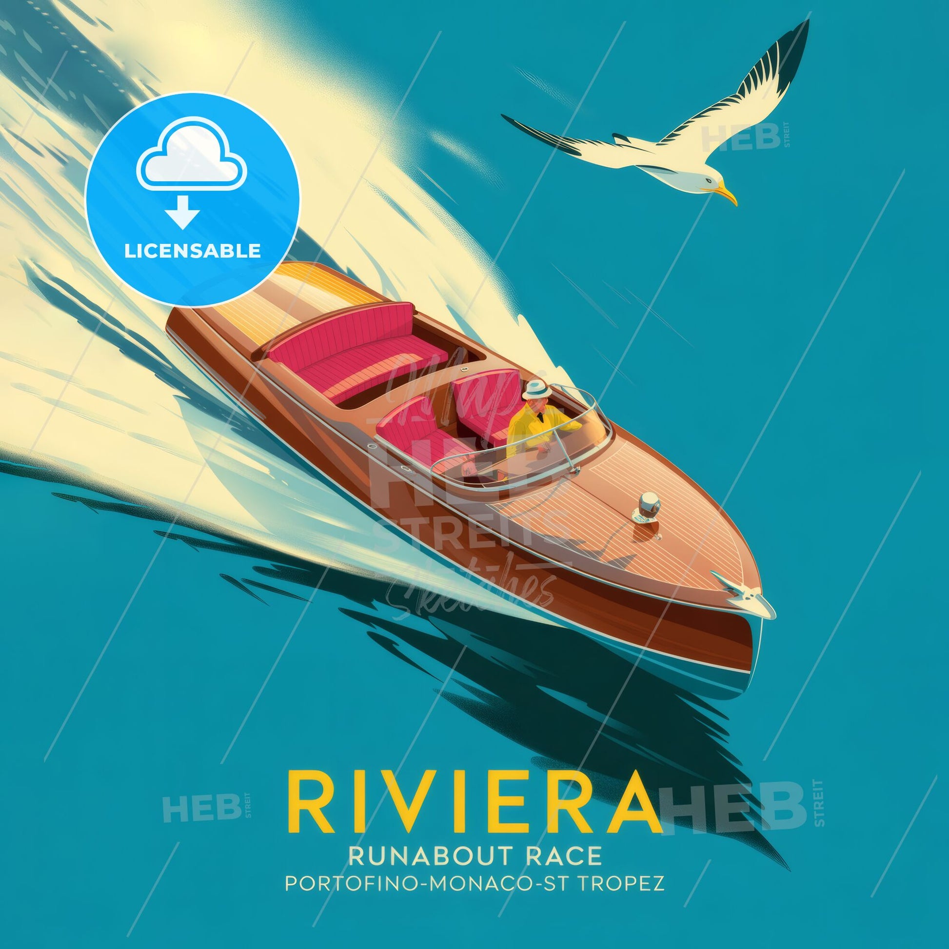 Riviera Runabout Race: Luxury Boating Adventure Across Portofino, Monaco, and St. Tropez in Vibrant Style.