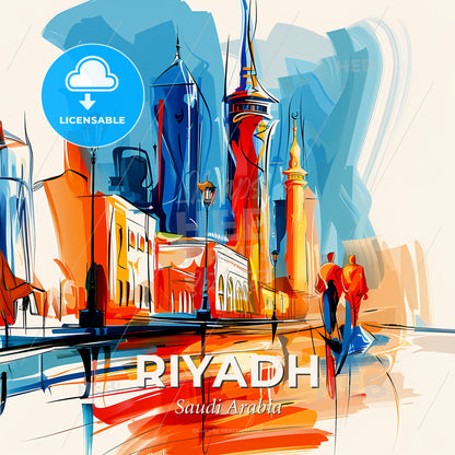 Vibrant Riyadh, Saudi Arabia - A Painting Of A City - Square format print template