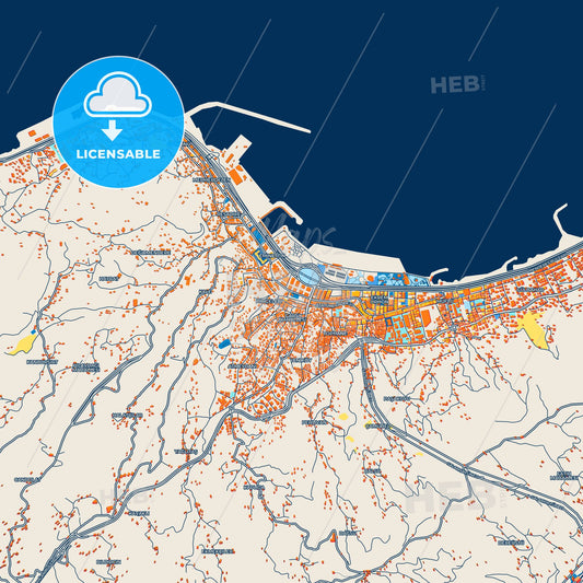 Colorful Rize Street Map with Labels and Buildings