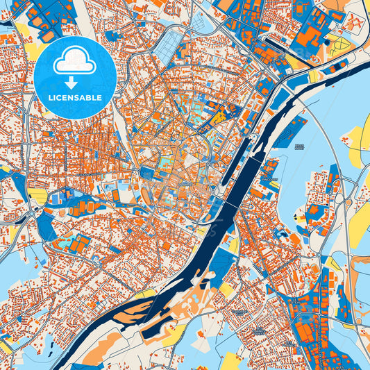 Colorful Roanne Street Map with Labels and Buildings