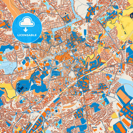 Colorful Rochdale Street Map with Labels and Buildings