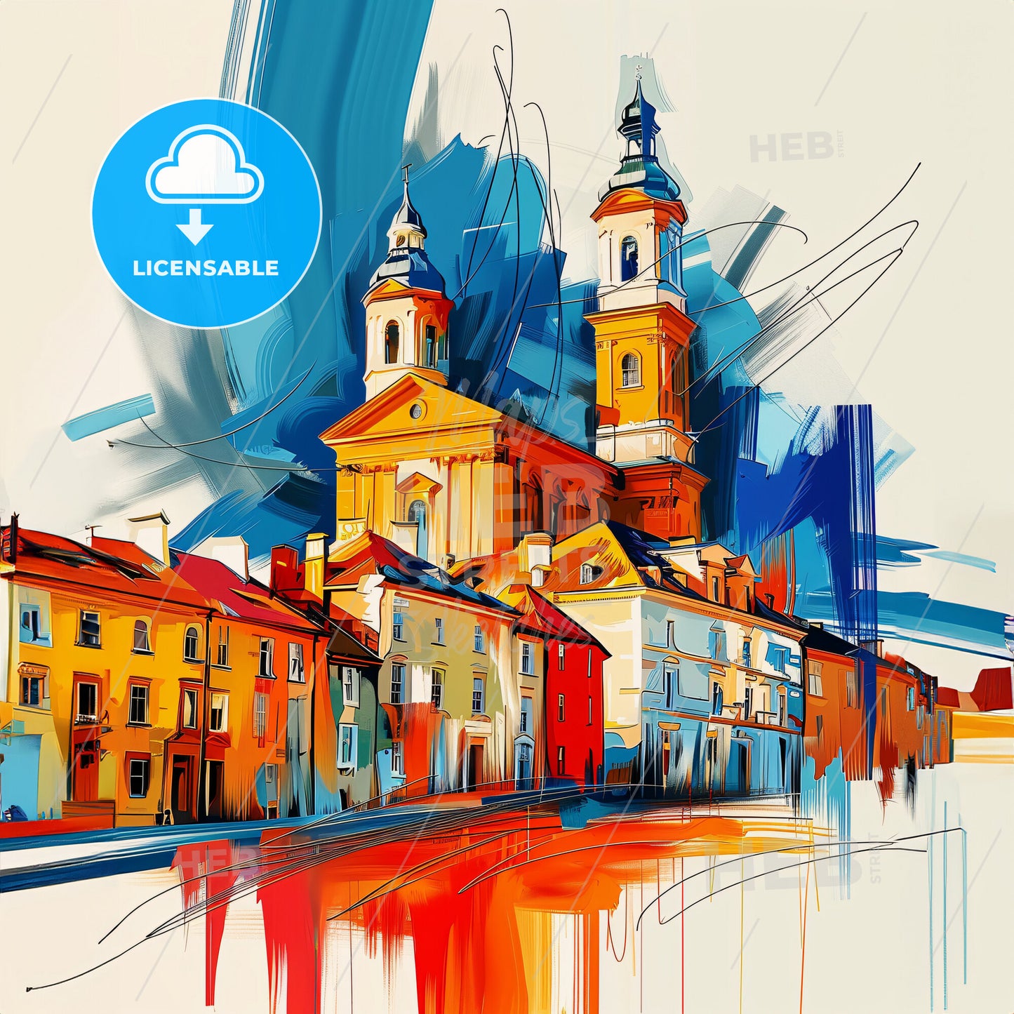 Vibrant Rochester, England - A Painting Of A Building With Towers