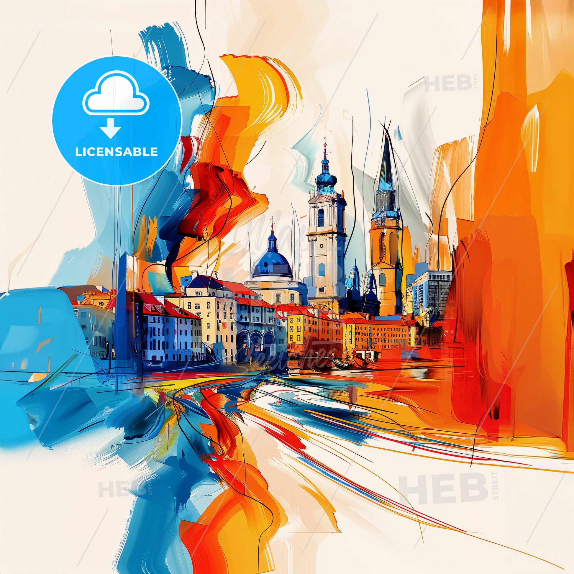 Vibrant Rochester, England - A Colorful Painting Of A City