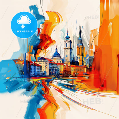 Vibrant Rochester, England - A Colorful Painting Of A City