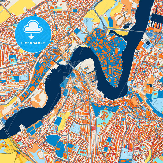 Colorful Rochester Street Map with Labels and Buildings