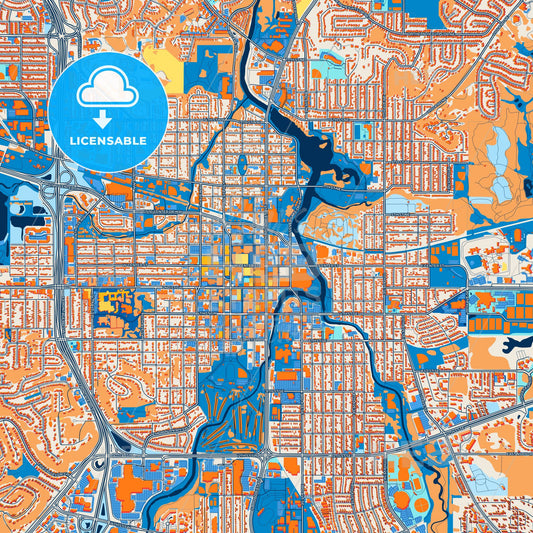 Colorful Rochester Street Map with Labels and Buildings