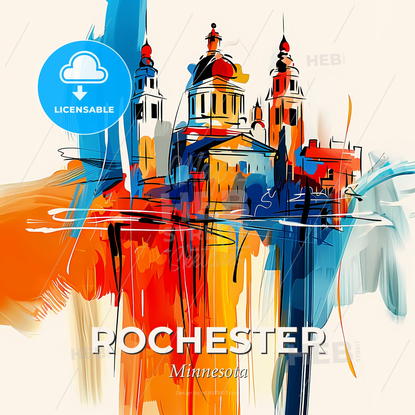 Vibrant Rochester, Minnesota - A Painting Of A Building - Square format print template