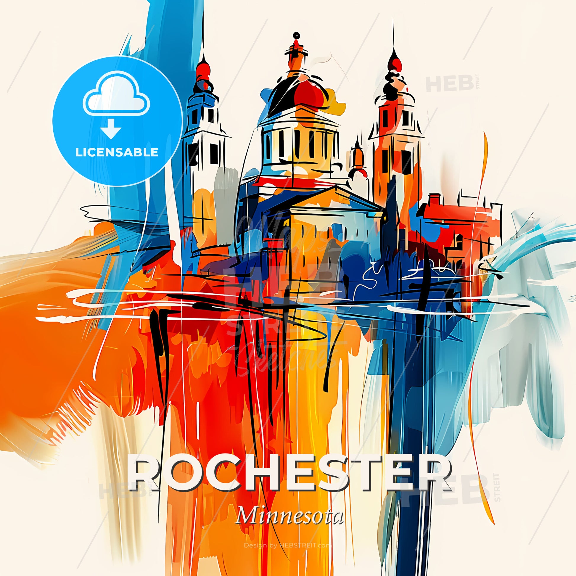 Vibrant Rochester, Minnesota - A Painting Of A Building - Square format print template