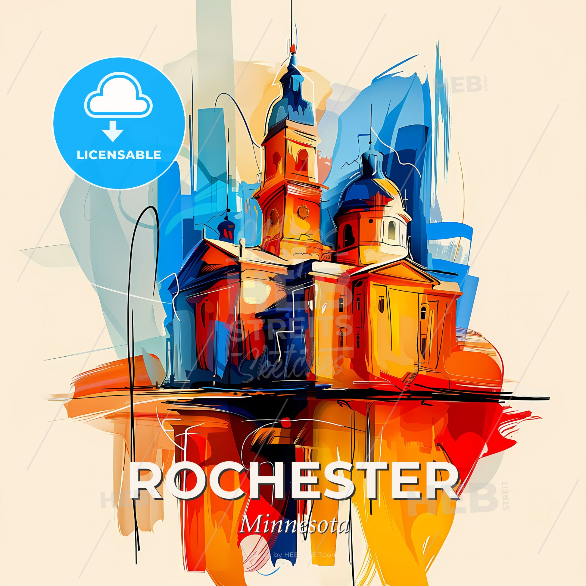 Vibrant Rochester, Minnesota - A Painting Of A Building - Square format print template