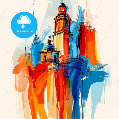 Vibrant Rockford, Illinois - A Painting Of A Building With Towers