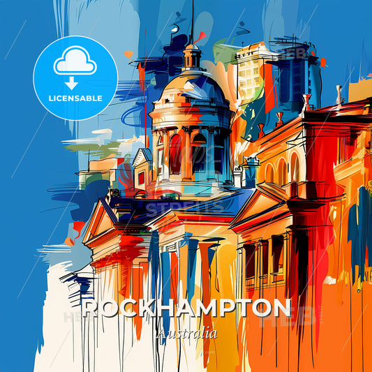 Vibrant Rockhampton, Australia - A Colorful Painting Of A Building - Square format print template