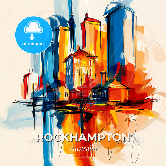 Vibrant Rockhampton, Australia - A Painting Of A City - Square format print template