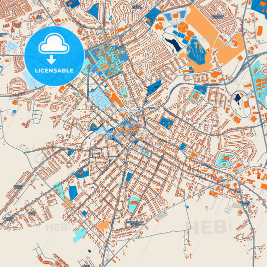 Colorful Rock Hill Street Map with Labels and Buildings