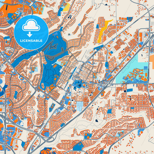 Colorful Rocklin Street Map with Labels and Buildings