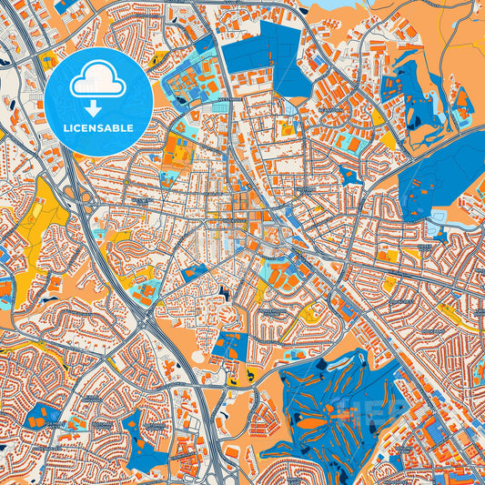 Colorful Rockville Street Map with Labels and Buildings