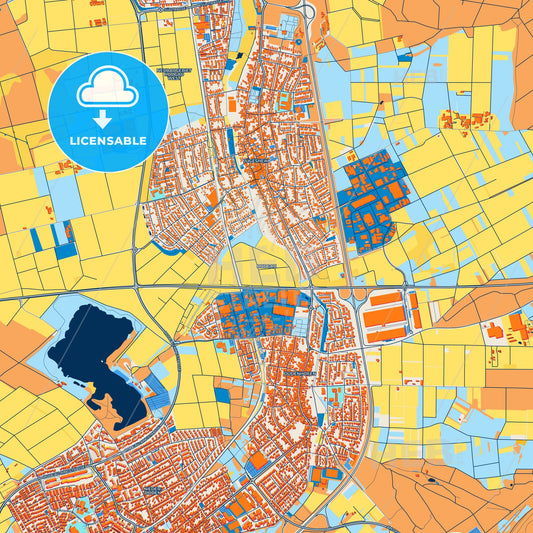 Colorful Rodgau Street Map with Labels and Buildings
