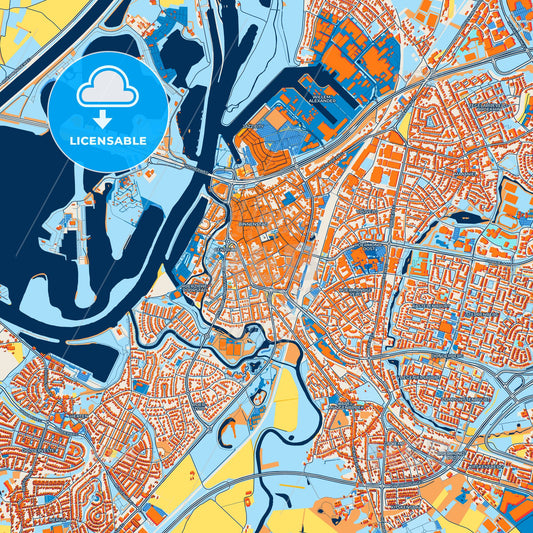 Colorful Roermond Street Map with Labels and Buildings