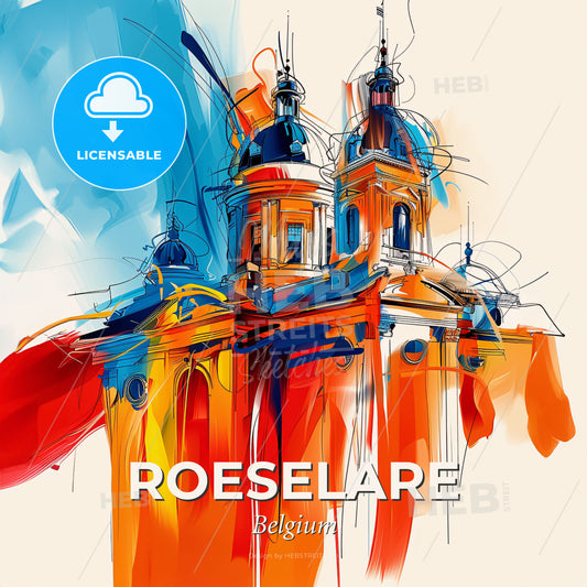 Vibrant Roeselare , Belgium - A Painting Of A Building - Square format print template