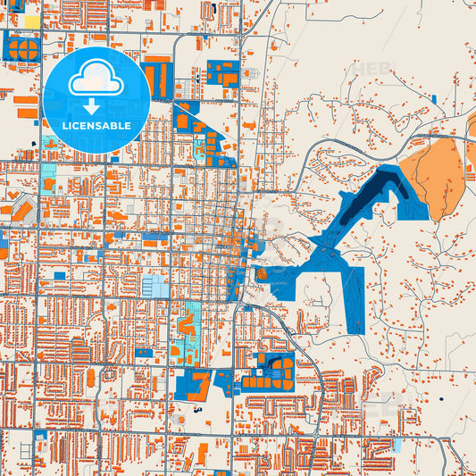 Colorful Rogers Street Map with Labels and Buildings