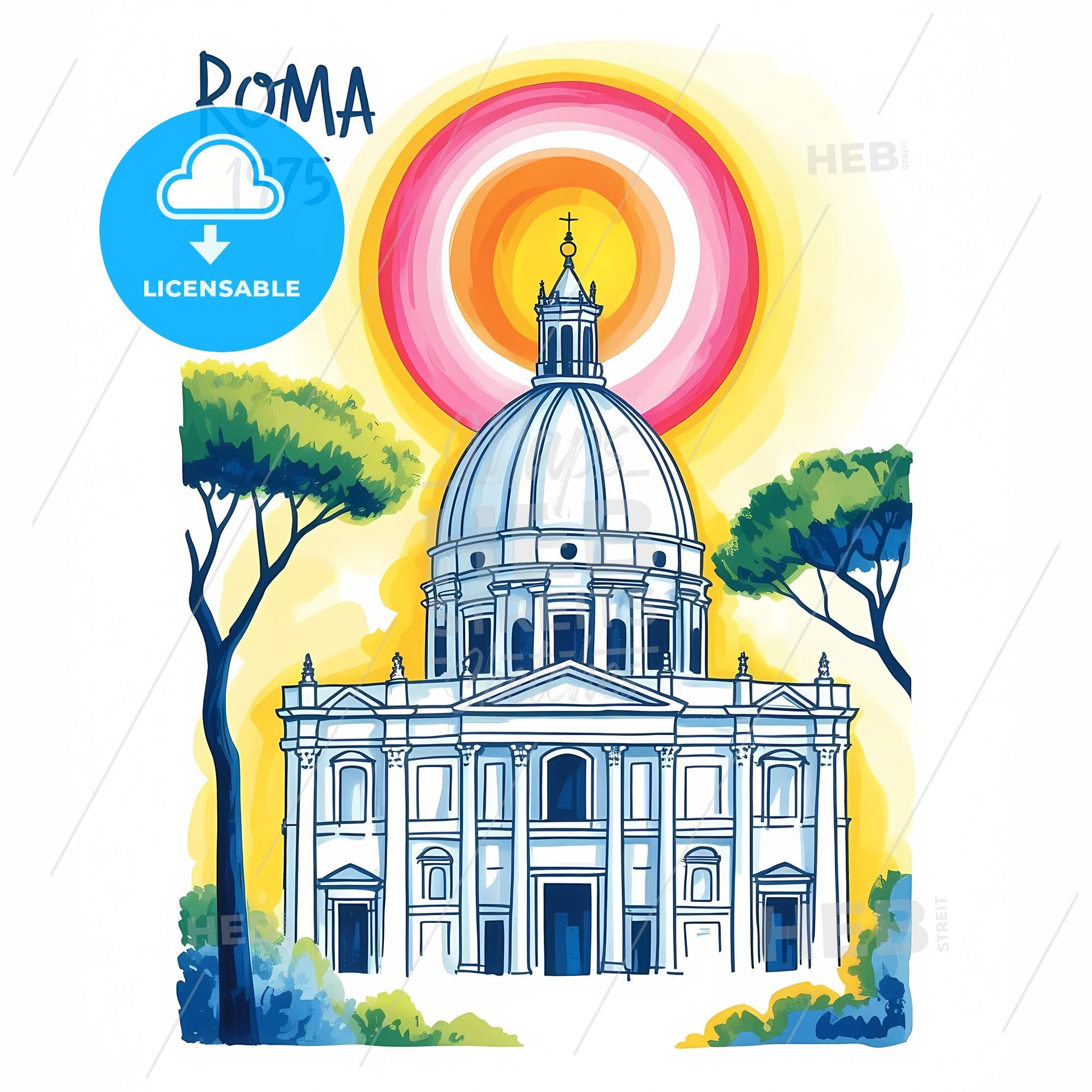 Roma Reverie: Modernist Tribute to Timeless Architecture and Sunlit Dreams