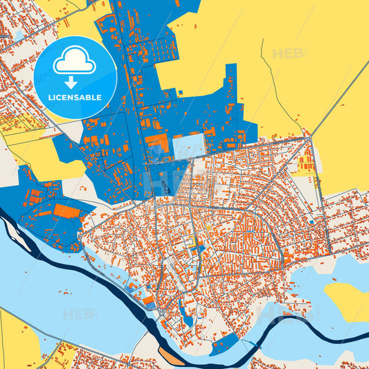 Colorful Roman Street Map with Labels and Buildings