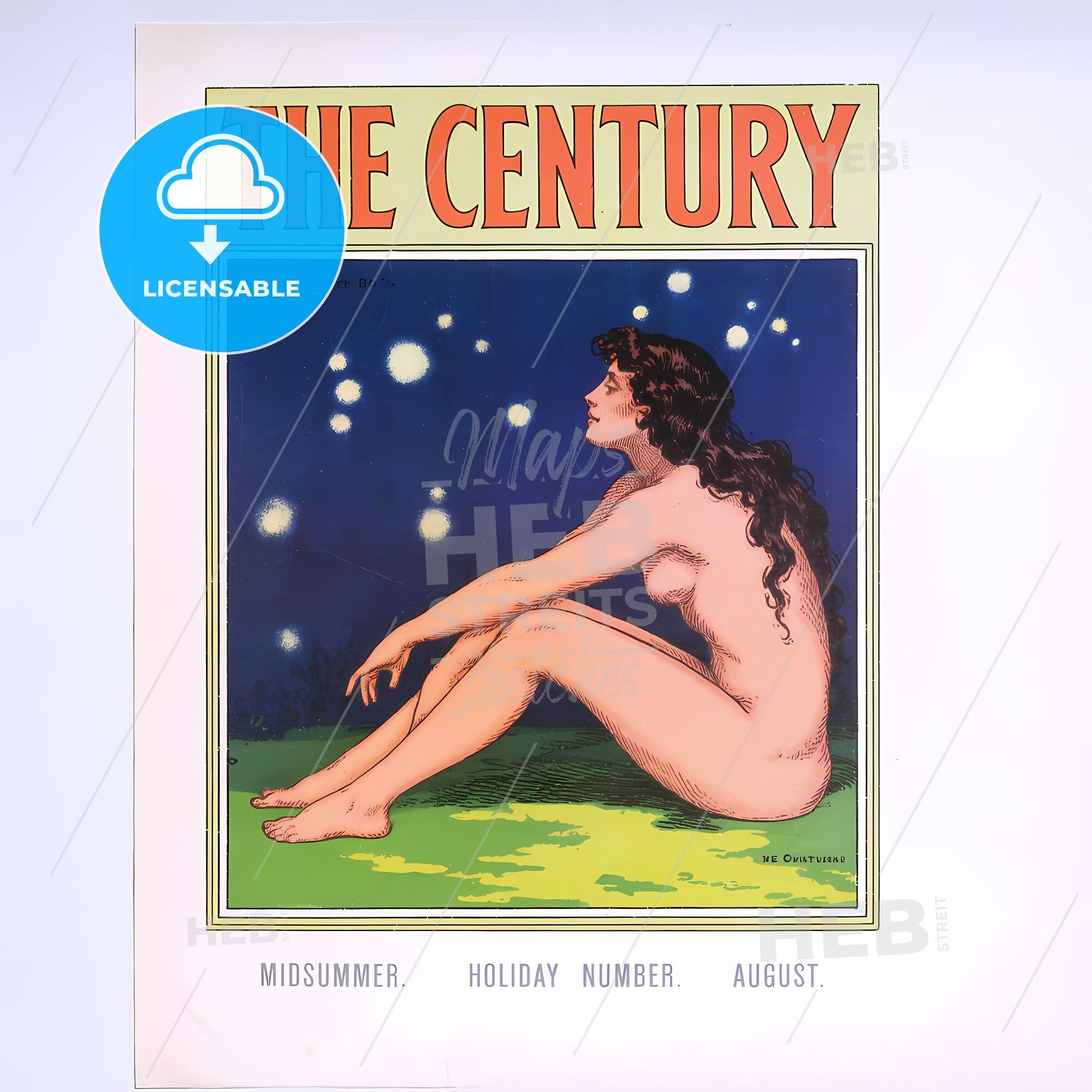 Romantic Nocturne: Art Nouveau Midsummer Muse on Vintage Magazine Cover