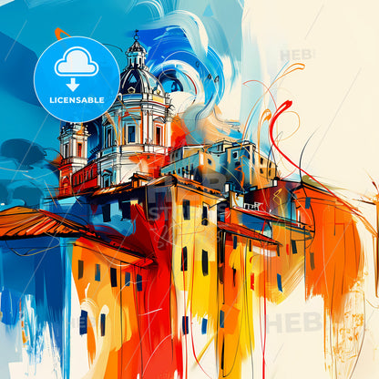 Vibrant Roma, Italy - A Painting Of A Building