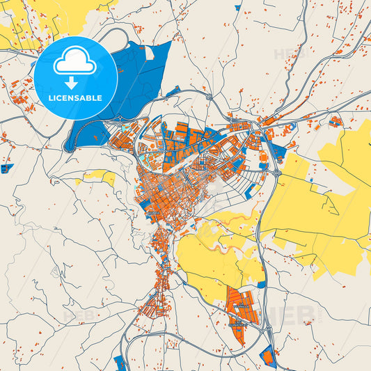 Colorful Ronda Street Map with Labels and Buildings
