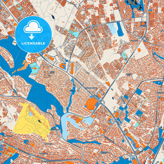 Colorful Roodepoort Street Map with Labels and Buildings